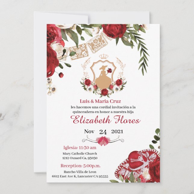 Charra Bourgogne Or rouge, Western Invitation (Devant)