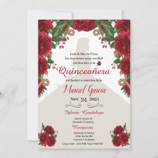 Charra Quinceanera Einladung, Rote Rosen Western