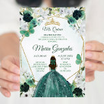 Charra QUINCEAÑERA Einladung von Green & Gold Flor<br><div class="desc">Charra QUINCEAÑERA Einladung von Green & Gold Floral</div>