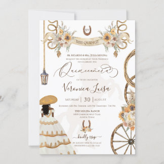 Charro Floral Boho Rustic Country Quinceanera Invi Einladung