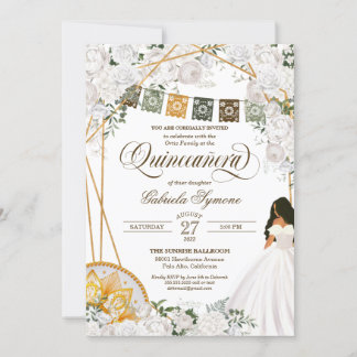 Charro Quinceanera, eleganter weißer Western Einladung
