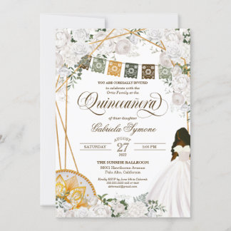 Charro Quinceanera, eleganter weißer Western Einladung