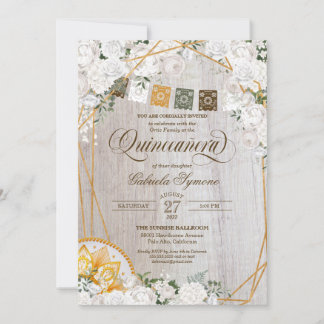 Charro Quinceanera, Western Weißblüte Einladung