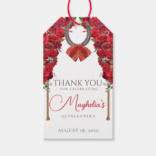 Charro Quinceñera, Western der Roten Flora, vielen Geschenkanhänger (Vorderseite)