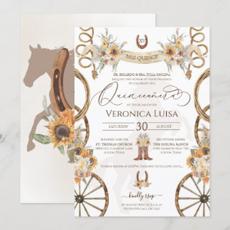 Charro Sunflower Country Rustikale Quinceanera Einladung