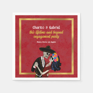 Charro und Catrina Sugar Skulls tanzen Red Serviette
