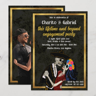 Charro und Catrina Sugar Skulls Tanzen Verlobung Einladung