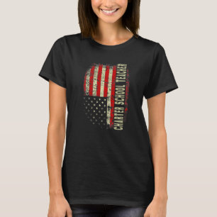 Charta-Lehrer-Tag 4. Juli US-Flag Pat T-Shirt
