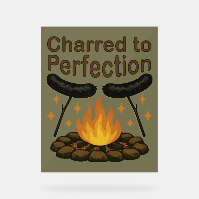 Charted to Perfection Funny Campfire Hot Dog Acrylschild (Vorderseite)