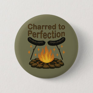 Charted to Perfection Funny Campfire Hot Dog Button
