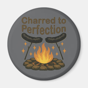 Charted to Perfection Funny Campfire Hot Dog Magnet