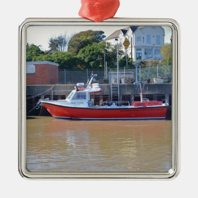 Charterschiff Hoher Flyer Silbernes Ornament (Vorne)