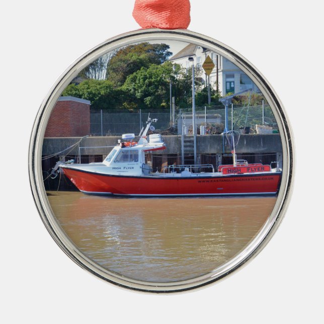 Charterschiff Hoher Flyer Silbernes Ornament (Vorne)