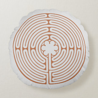 Chartres Labyrinth Brown und Cream Rundes Kissen