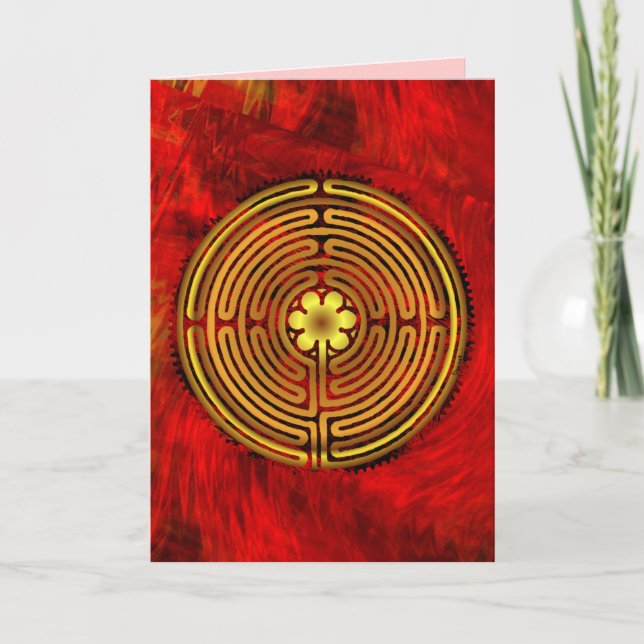 Chartres-Labyrinth-Feuer-Gruß-Karte Karte (Vorderseite)