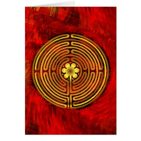 Chartres-Labyrinth-Feuer-Gruß-Karte Karte