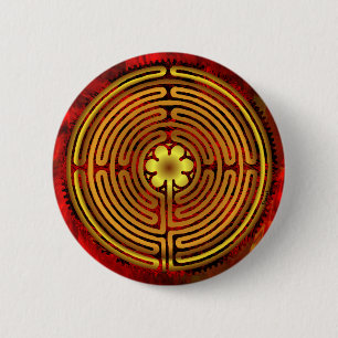 Chartres-Labyrinth-Feuer-Knopf Button