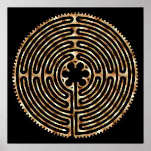 Chartres Labyrinth Pearl Dark Paths Print Poster