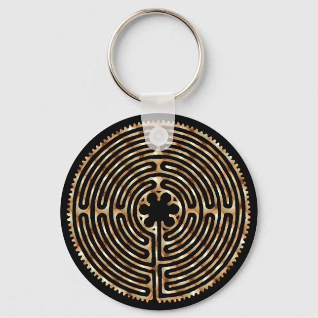 Chartres Labyrinth Pearl Dark Paths Schlüsselanhän Schlüsselanhänger (Vorderseite)