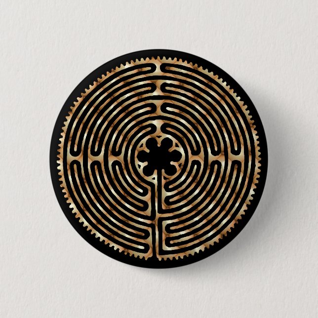 Chartres-Labyrinth-Perlen-dunkler Weg-Knopf Button (Vorderseite)