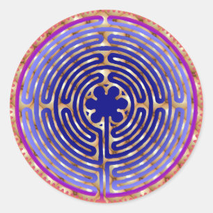 Chartres-Labyrinth-Perlen-Licht-Weg-Aufkleber Runder Aufkleber