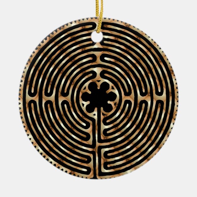 Chartres-Labyrinth-Perlen-Verzierung Keramikornament (Vorne)