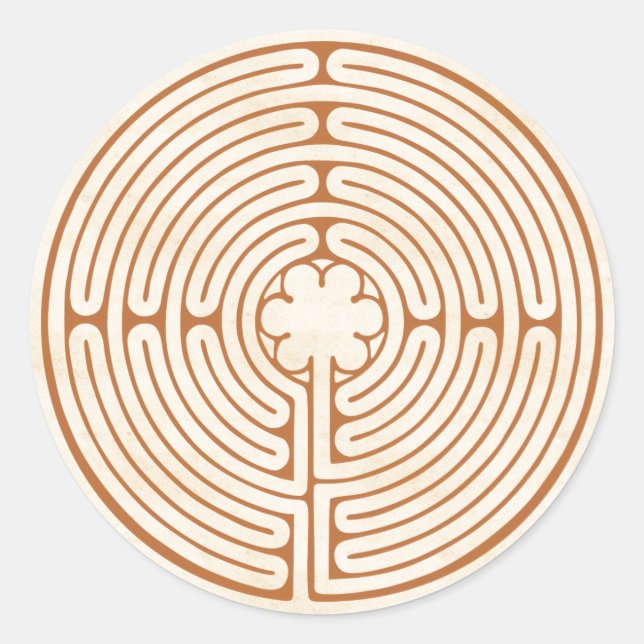 Chartres Labyrinth Runder Aufkleber (Vorderseite)