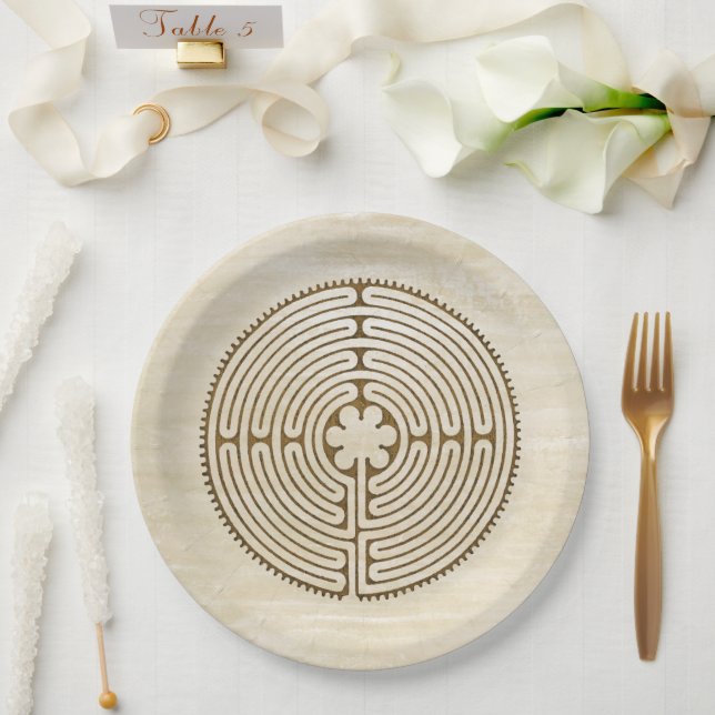 Chartres Labyrinth - Spirituelles Symbol Antique 1 Pappteller (Hochzeit)