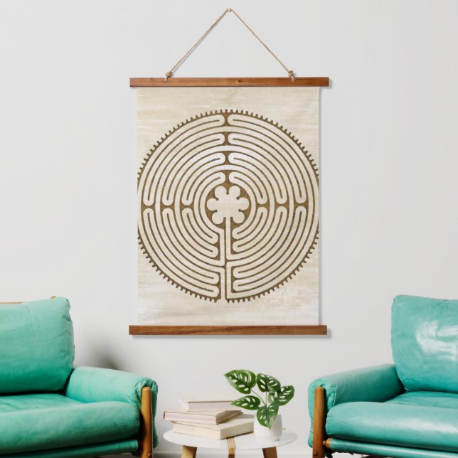 Chartres Labyrinth - Spirituelles Symbol Antique 1 Wandteppich Mit Holzrahmen (Wohnzimmer)