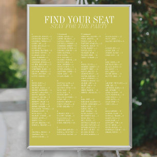 Chartreuse Alphabetische Hochzeit Sitzordnung Poster