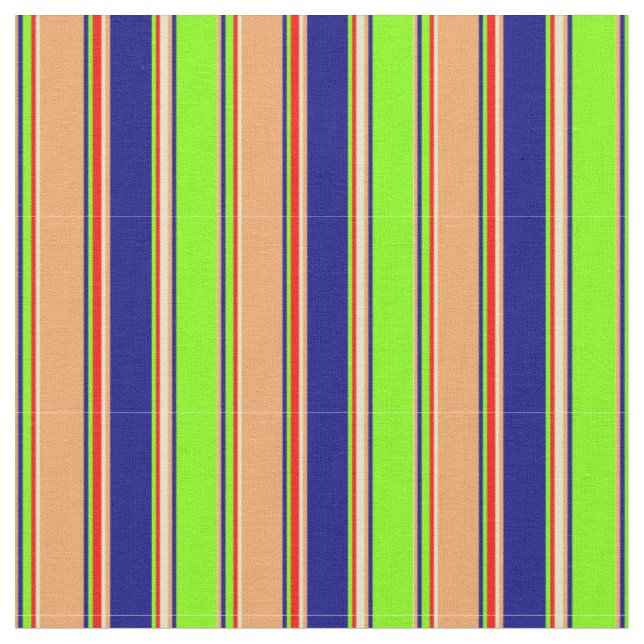 Chartreuse, Blue, Brown, Goldenrod, Red Lines Stoff (Nahaufnahme)