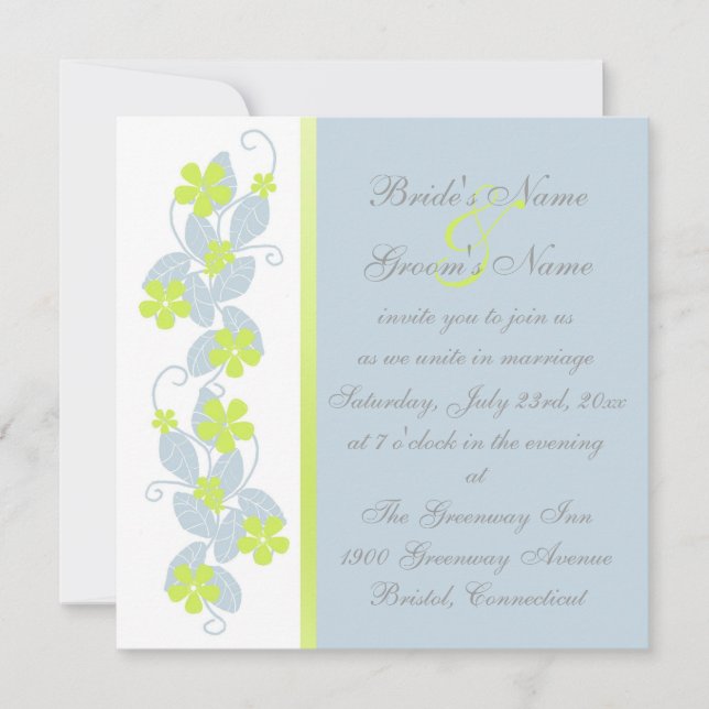 Chartreuse-Blume Einladung Hochzeit (Vorderseite)