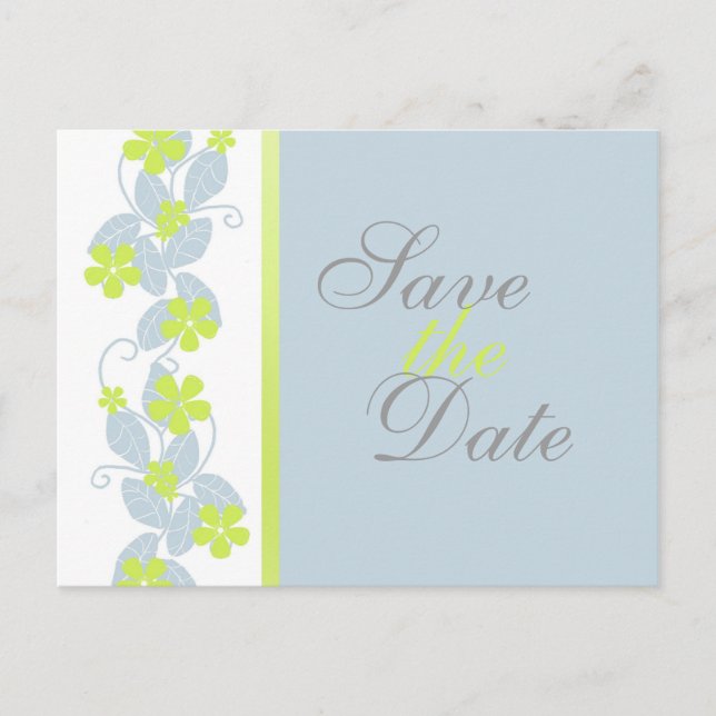 Chartreuse-Blume Save the Date Postkarte (Vorderseite)
