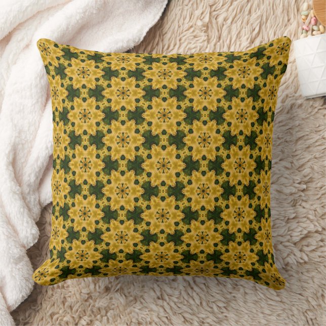 Chartreuse-Blume zum Muster des grünen Kaleidoskop Kissen (Decke)