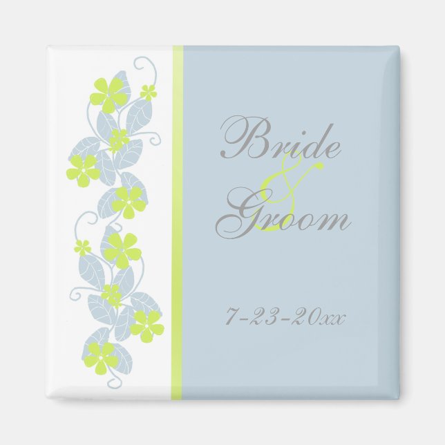 Chartreuse Blumen-Save the Date Magnet (Vorne)