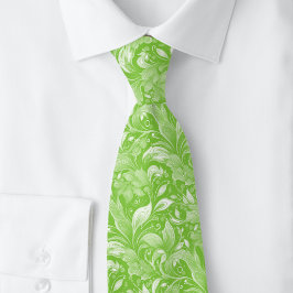 Chartreuse Botanischer Batik Krawatte