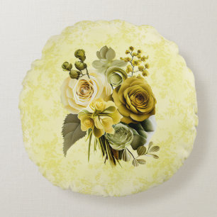 Chartreuse Coussin rond Floral