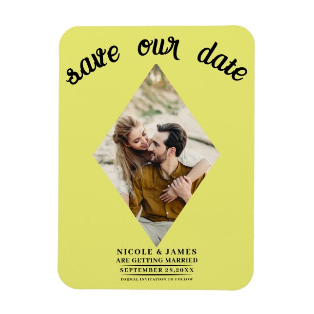 Chartreuse Diamond Foto Wedding Save the Date Magnet (Vertikal)