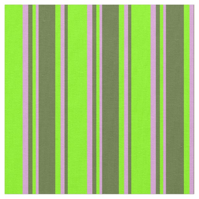 Chartreuse, dunkle Olive Green & Pflaumen Streifen Stoff (Nahaufnahme)