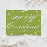Chartreuse Elegant Script Blüh Merry Christmas Feiertagskarte<br><div class="desc">Moderne Urlaubskarte mit weißer,  eleganter Kalligraphie-Schrift. Diese Karte ist in anderen Farben erhältlich - passende Artikel und ähnliche Artikel sind verfügbar. Gute Ferien!</div>