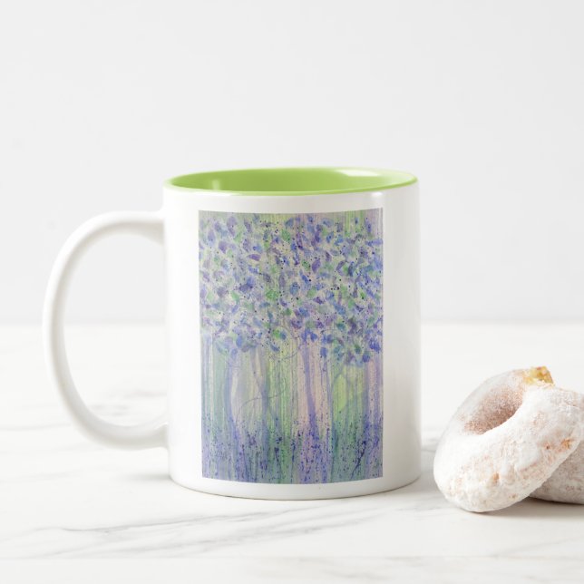 Chartreuse Figs Wasserfarbe Zweifarbige Tasse (Mit Donut)