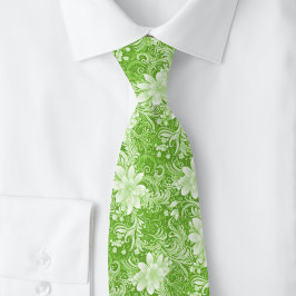 Chartreuse Floral Batik Krawatte