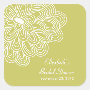 Chartreuse Floral Blume Brautparty Fevor Quadratischer Aufkleber