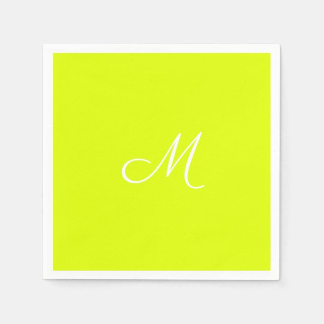 Chartreuse gelb - mit Monogramm Serviette (Vorderseite)
