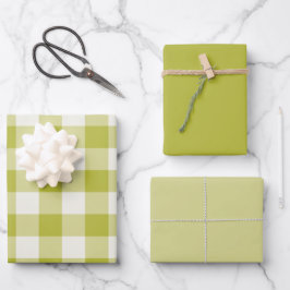 Chartreuse Gingham Geschenkpapier Set