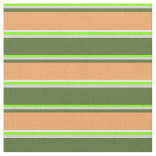 Chartreuse, grau, olivgrün, braun & Minzcreme Stoff