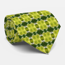 Chartreuse Green Abstract Hydrangea Blooms Pattern Krawatte