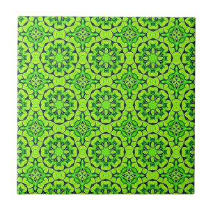 Chartreuse Green Aesthetic Clover Pattern #9 Fliese