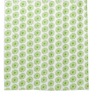Chartreuse Green Daisy Print, Hippie Blume Print Duschvorhang