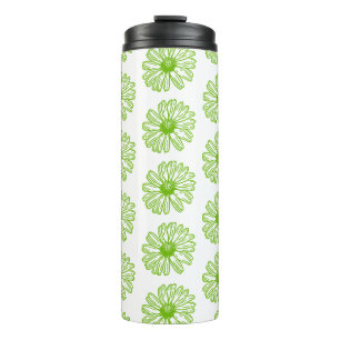 Chartreuse Green Daisy Print, Hippie Blume Print Thermosbecher
